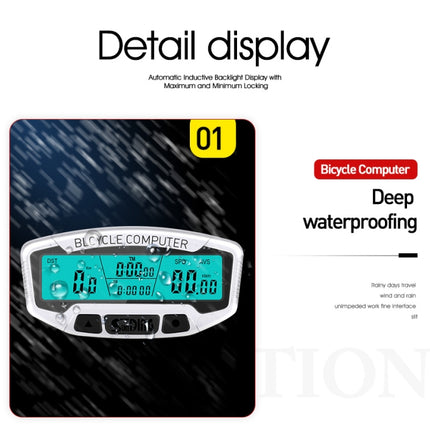 SUNDING SD-558A Bicycle Computer Wired Stopwatch Bicycle Speedometer Digital Odometer Rainproof LCD Backlight Stopwatch-garmade.com
