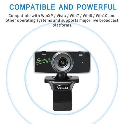 Gsou B18S HD Webcam Built-in Microphone Smart Web Camera USB Streaming Live Camera With Noise Cancellation-garmade.com