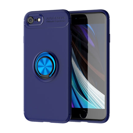 For iPhone SE 2020 Metal Ring Holder 360 Degree Rotating TPU Case(Blue+Blue)-garmade.com
