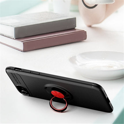 For iPhone SE 2020 Metal Ring Holder 360 Degree Rotating TPU Case(Red+Red)-garmade.com