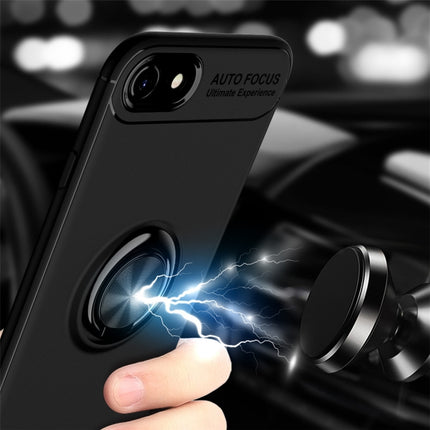 For iPhone SE 2020 Metal Ring Holder 360 Degree Rotating TPU Case(Black+Rose Gold)-garmade.com