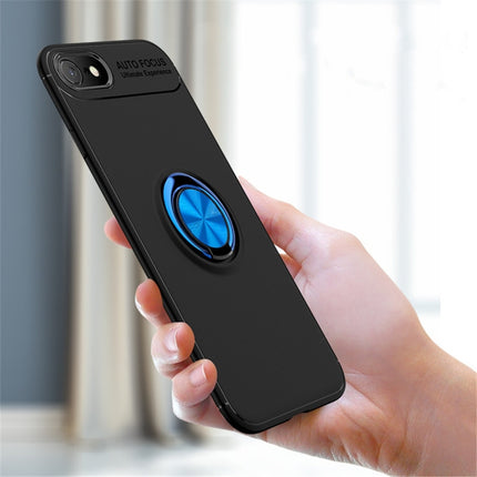For iPhone SE 2020 Metal Ring Holder 360 Degree Rotating TPU Case(Black+ Red)-garmade.com