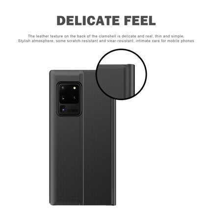 For Galaxy S20 Side Display Magnetic Horizontal Flip Plain Texture Cloth + PC Case with Holder & Sleep / Wake-up Function(Black)-garmade.com
