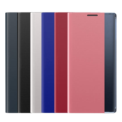 For Galaxy S20 Plus Side Display Magnetic Horizontal Flip Plain Texture Cloth + PC Case with Holder & Sleep / Wake-up Function(Dark Blue)-garmade.com