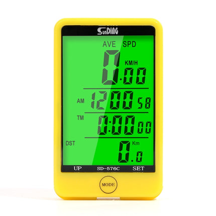SUNDING SD-576C Bicycle LCD Backlight Stopwatch Bike Speedometer Cycling Odometer Stopwatch(Yellow)-garmade.com