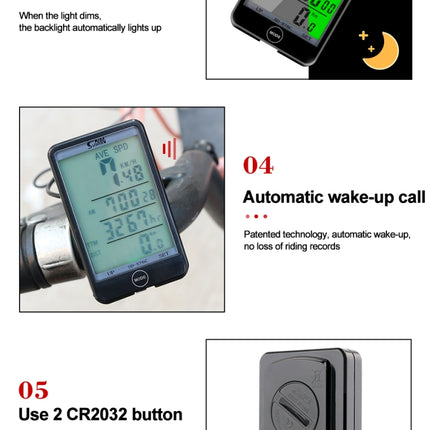 SUNDING SD-576C Bicycle LCD Backlight Stopwatch Bike Speedometer Cycling Odometer Stopwatch(Black)-garmade.com