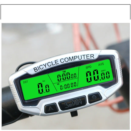 SUNDING SD-558C Bicycle Computer Wireless Digital LCD Backlight Road Speedometer Stopwatch Speedometer-garmade.com