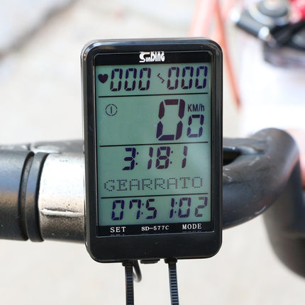 SUNDING SD-577C Cycling Computer LCD Backlight Waterproof Wireless Stopwatch MTB Bike Odometer Stopwatch Bicycle Speedometer-garmade.com