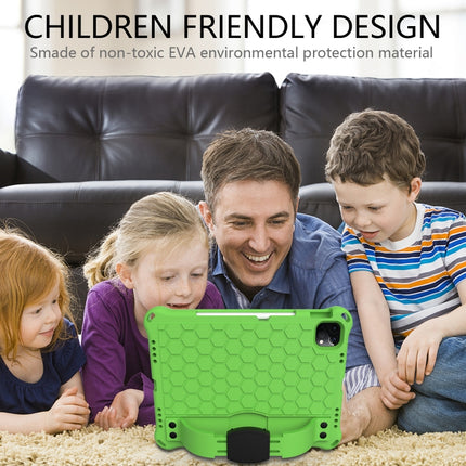For iPad Pro 11 2020 Honeycomb Design EVA + PC Four Corner Anti Falling Flat Protective Shell With Straps(Green+Black)-garmade.com