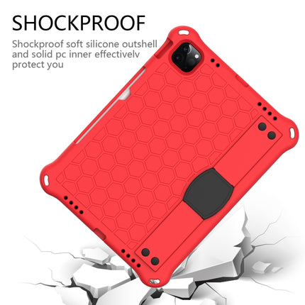 For iPad Pro 11 2020 Honeycomb Design EVA + PC Four Corner Anti Falling Flat Protective Shell With Straps(Red+Black)-garmade.com