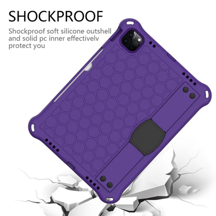 For iPad Pro 11 2020 Honeycomb Design EVA + PC Four Corner Anti Falling Flat Protective Shell With Straps(Purple+Black)-garmade.com