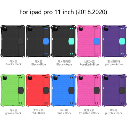 For iPad Pro 11 2020 Honeycomb Design EVA + PC Four Corner Anti Falling Flat Protective Shell With Straps(Purple+Black)-garmade.com