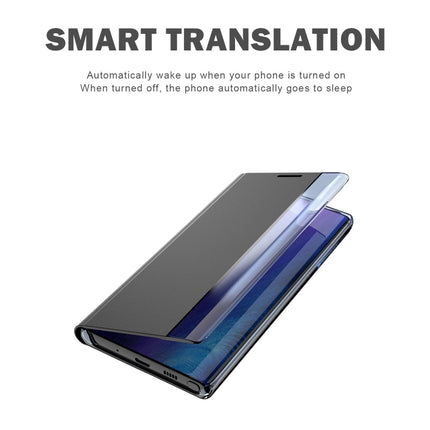 For Galaxy Note 10 Side Display Magnetic Horizontal Flip Plain Texture Cloth + PC Case with Holder & Sleep / Wake-up Function(Dark Blue)-garmade.com