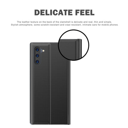 For Galaxy Note 10 Side Display Magnetic Horizontal Flip Plain Texture Cloth + PC Case with Holder & Sleep / Wake-up Function(Black)-garmade.com
