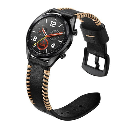 22mm For Huawei Watch GT2e GT2 46mm Strap Leather Strap(Black)-garmade.com