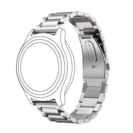22mm For Huawei Watch GT2e GT2 46mm Three Flat Buckle Stainless Steel Straps(Silver)-garmade.com