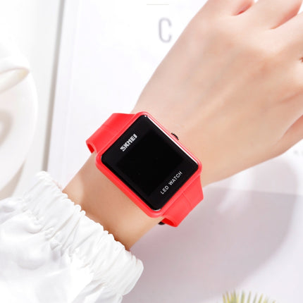 SKMEI 1541 Fashion Led Watch Square Couple Model Waterproof Electronic Watch Silicone Watch(Red)-garmade.com