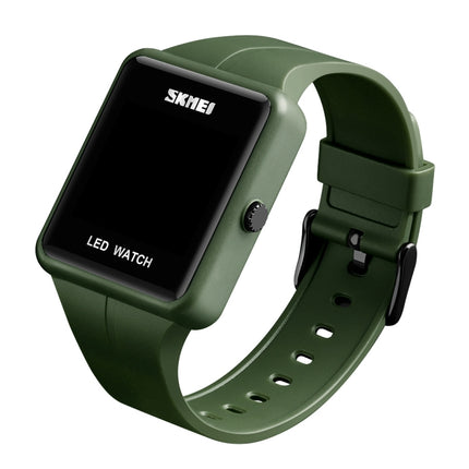 SKMEI 1541 Fashion Led Watch Square Couple Model Waterproof Electronic Watch Silicone Watch(Green)-garmade.com