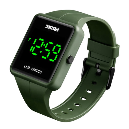 SKMEI 1541 Fashion Led Watch Square Couple Model Waterproof Electronic Watch Silicone Watch(Green)-garmade.com