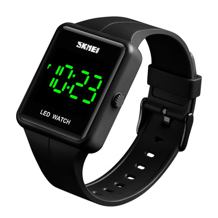 SKMEI 1541 Fashion Led Watch Square Couple Model Waterproof Electronic Watch Silicone Watch(Black)-garmade.com