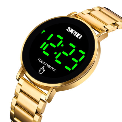 SKMEI 1550 Simple and Stylish LED Touch Screen Men Watch Waterproof Stainless Steel With Electronic Watch(Gold)-garmade.com