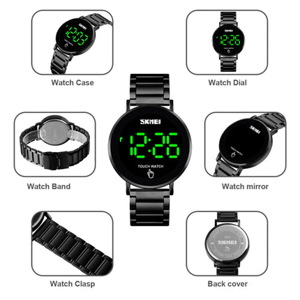 SKMEI 1550 Simple and Stylish LED Touch Screen Men Watch Waterproof Stainless Steel With Electronic Watch(Gold)-garmade.com