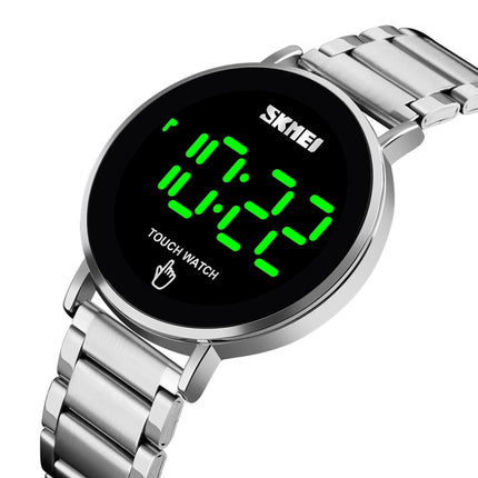 SKMEI 1550 Simple and Stylish LED Touch Screen Men Watch Waterproof Stainless Steel With Electronic Watch(Silver)-garmade.com