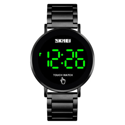 SKMEI 1550 Simple and Stylish LED Touch Screen Men Watch Waterproof Stainless Steel With Electronic Watch(Black)-garmade.com