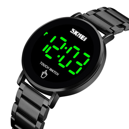 SKMEI 1550 Simple and Stylish LED Touch Screen Men Watch Waterproof Stainless Steel With Electronic Watch(Black)-garmade.com