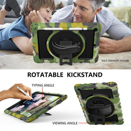 For iPad 10.2 360 Degree Rotating Case with Pencil Holder, Kickstand Shockproof Heavy Duty with Shoulder Strap,Hand Strap(Camouflage)-garmade.com