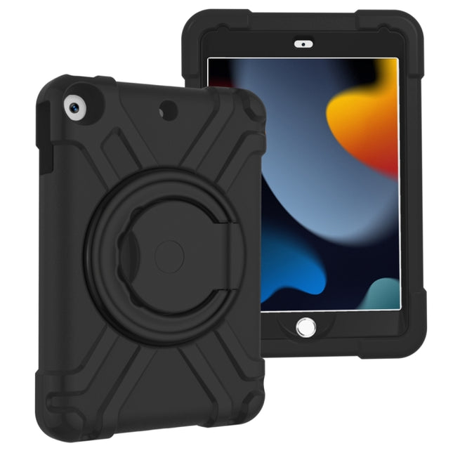 For iPad 10.2 PC + Silicone Shockproof Combination Case with 360 Degree Rotating Holder & Handle(Black)-garmade.com