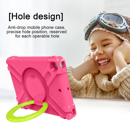 For iPad 10.2 PC + Silicone Shockproof Combination Case with 360 Degree Rotating Holder & Handle(Rose Red+Green)-garmade.com