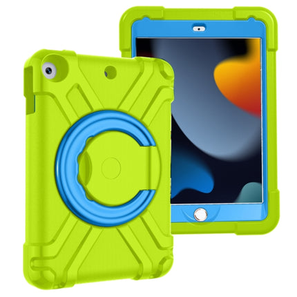 For iPad 10.2 PC + Silicone Shockproof Combination Case with 360 Degree Rotating Holder & Handle(Grass Green+Blue)-garmade.com