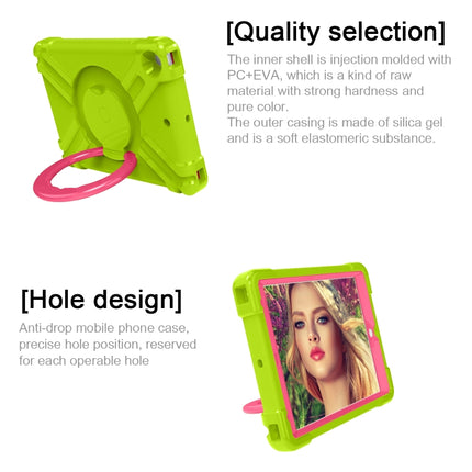 For iPad 10.2 PC + Silicone Shockproof Combination Case with 360 Degree Rotating Holder & Handle(Grass Green+Rose Red)-garmade.com