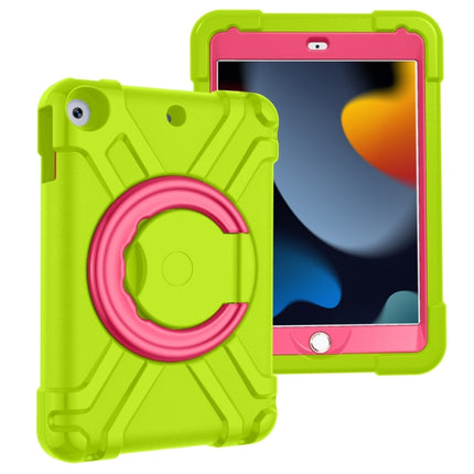 For iPad 10.2 PC + Silicone Shockproof Combination Case with 360 Degree Rotating Holder & Handle(Grass Green+Rose Red)-garmade.com
