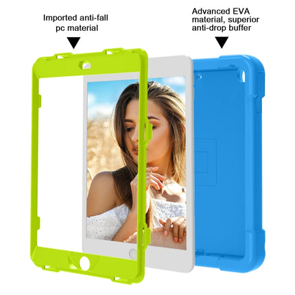 For iPad 10.2 PC + Silicone Shockproof Combination Case with 360 Degree Rotating Holder & Handle(Blue+Green)-garmade.com