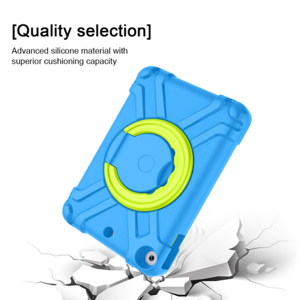 For iPad 10.2 PC + Silicone Shockproof Combination Case with 360 Degree Rotating Holder & Handle(Blue+Green)-garmade.com