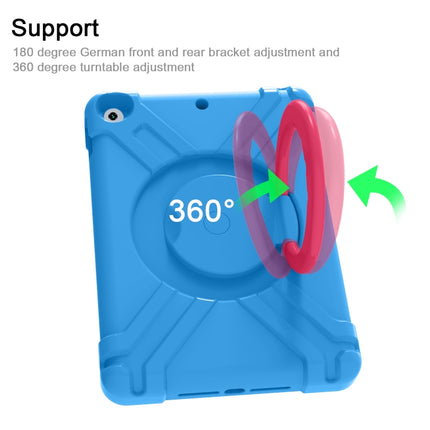 For iPad 10.2 PC + Silicone Shockproof Combination Case with 360 Degree Rotating Holder & Handle(Blue+Rose Red)-garmade.com
