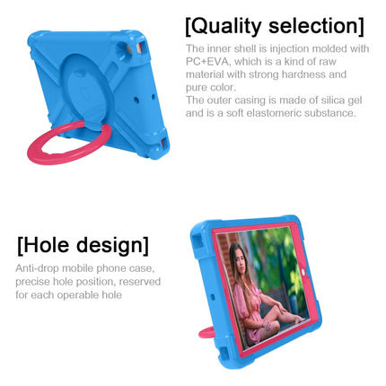 For iPad 10.2 PC + Silicone Shockproof Combination Case with 360 Degree Rotating Holder & Handle(Blue+Rose Red)-garmade.com