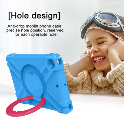 For iPad 10.2 PC + Silicone Shockproof Combination Case with 360 Degree Rotating Holder & Handle(Blue+Rose Red)-garmade.com