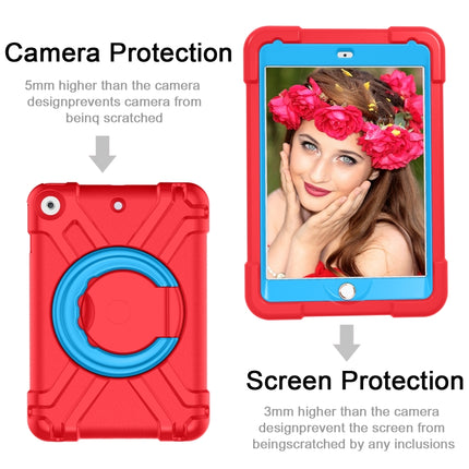For iPad 10.2 PC + Silicone Shockproof Combination Case with 360 Degree Rotating Holder & Handle(Red+Blue)-garmade.com