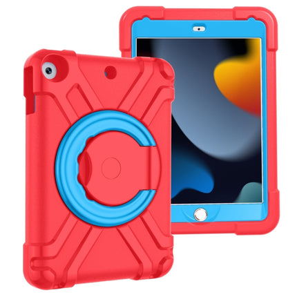 For iPad 10.2 PC + Silicone Shockproof Combination Case with 360 Degree Rotating Holder & Handle(Red+Blue)-garmade.com