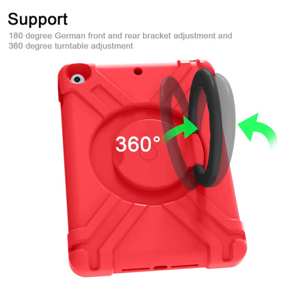 For iPad 10.2 PC + Silicone Shockproof Combination Case with 360 Degree Rotating Holder & Handle(Red+Black)-garmade.com