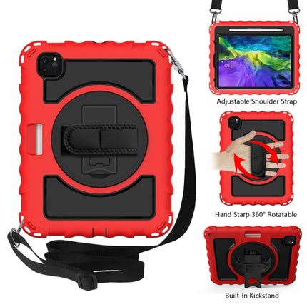 For iPad Pro 11 (2020) PC + Silicone Shockproof Combination Tablet Case with 360 Degree Rotating Holder & Handle(Red)-garmade.com