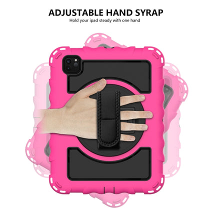 For iPad Pro 11 (2020) PC + Silicone Shockproof Combination Tablet Case with 360 Degree Rotating Holder & Handle(Hot Pink)-garmade.com