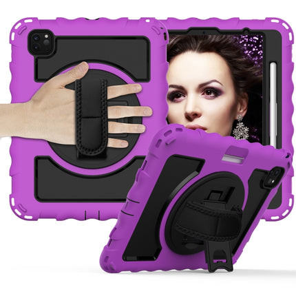 For iPad Pro 11 (2020) PC + Silicone Shockproof Combination Tablet Case with 360 Degree Rotating Holder & Handle(Purple)-garmade.com