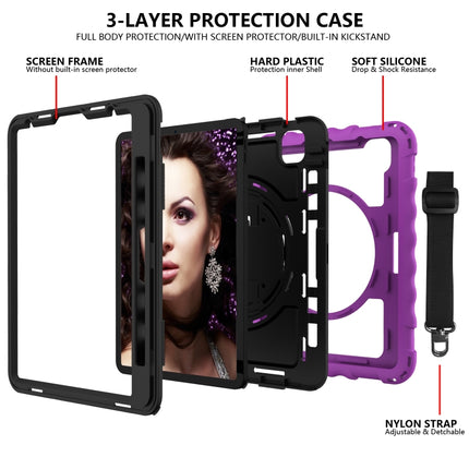 For iPad Pro 11 (2020) PC + Silicone Shockproof Combination Tablet Case with 360 Degree Rotating Holder & Handle(Purple)-garmade.com