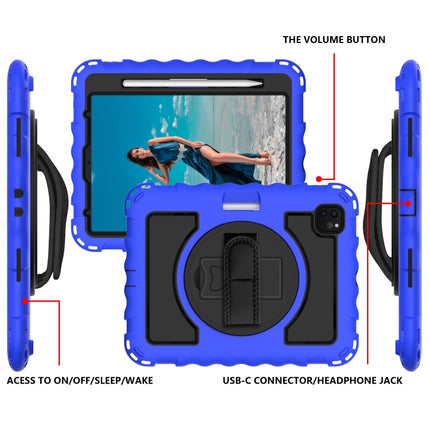 For iPad Pro 11 (2020) PC + Silicone Shockproof Combination Tablet Case with 360 Degree Rotating Holder & Handle(Blue)-garmade.com