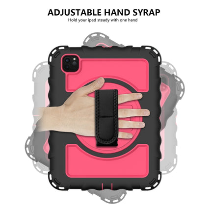 For iPad Pro 11 (2020) PC + Silicone Shockproof Combination Tablet Case with 360 Degree Rotating Holder & Handle(Black+Hot Pink)-garmade.com