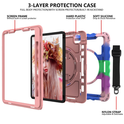For iPad Pro 11 (2020) PC + Silicone Shockproof Combination Tablet Case with 360 Degree Rotating Holder & Handle(Colorful+Rose Gold)-garmade.com